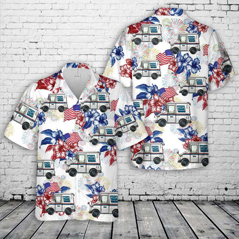 Postal Worker, 4th Of July Hawaiian Shirt Gift for Men Dad Father Gift for Men Dad Father