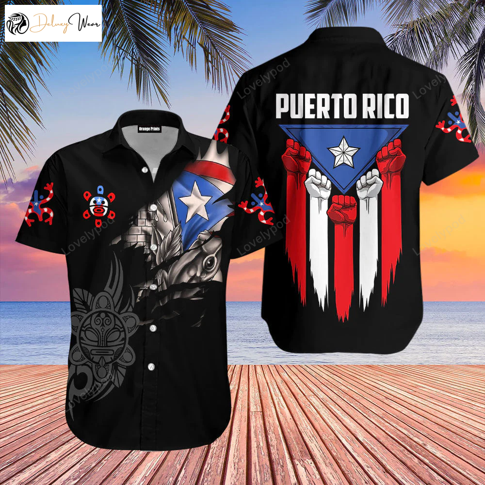 Authentic Puerto Rico Culture Aloha Hawaiian Shirt Gift for Men Dad Fathers for Men & Women