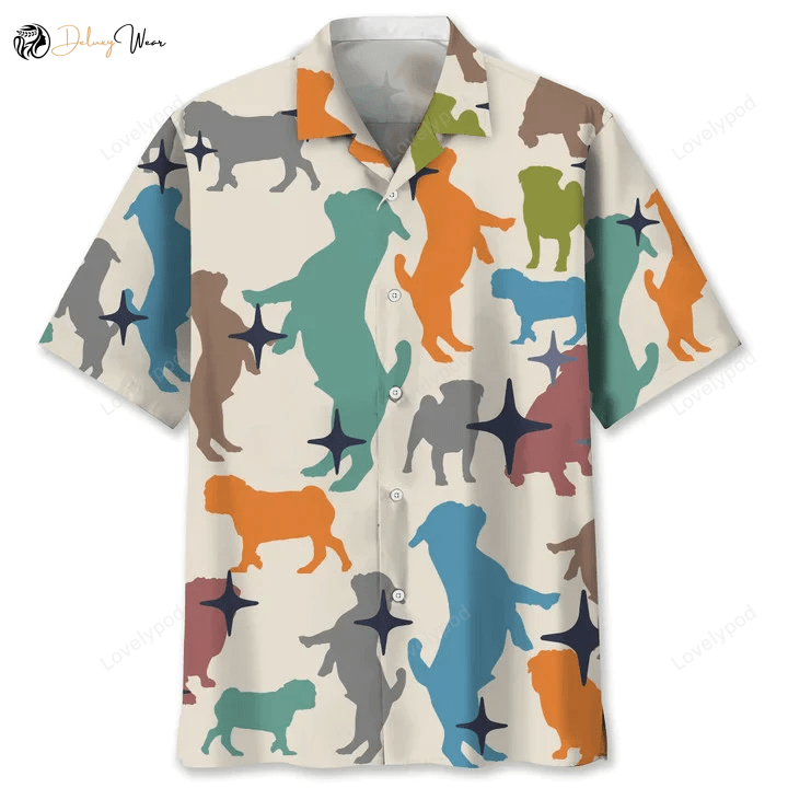 Pugs Hawaiian Shirt Gift for Men Dad Father – Trendy Hawaiian Shirt Gift for Men Dad Father for Men Perfect Summer Gift for Dog Lovers