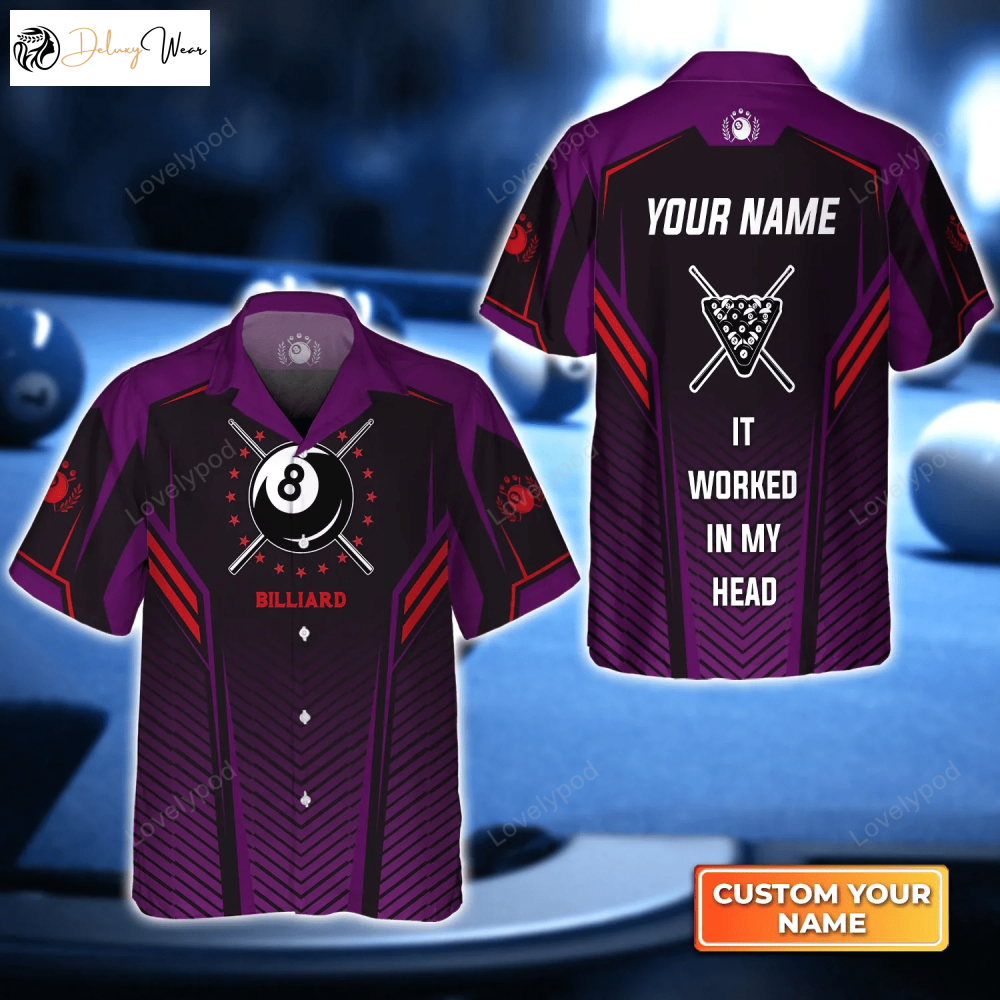 Stylish Purple Billiard Pool 8 Hawaiian Shirt Gift for Men Dad Father – Perfect Gift for Billiard Players & Team Uniform