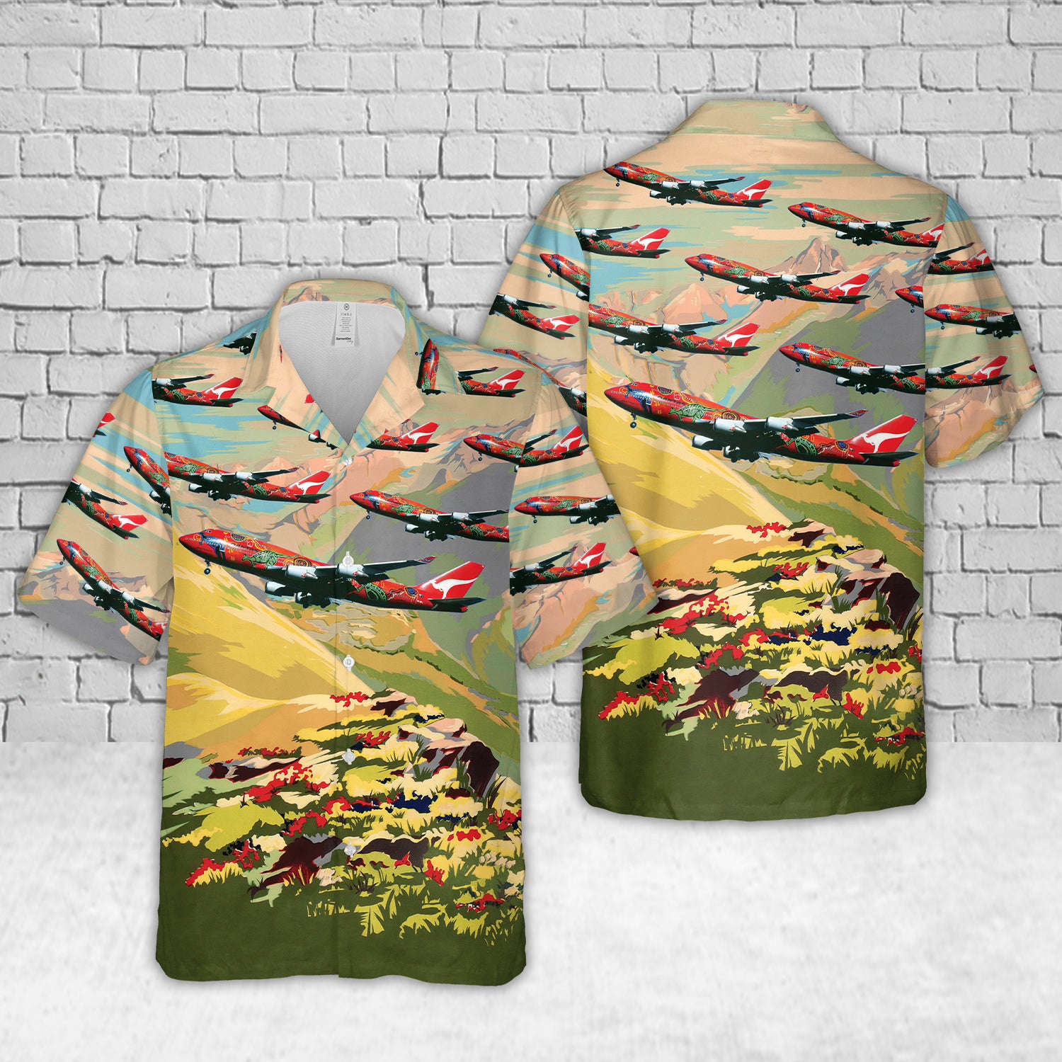 Qantas “Wunala Dreaming” Boeing 747-438ER VH-OEJ Hawaiian Shirt Gift for Men Dad Father Gift for Men Dad Father