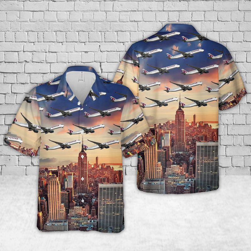 Qatar Airways Airbus A350-900 Hawaiian Shirt Gift for Men Dad Father Gift for Men Dad Father