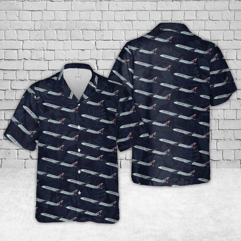 Qatar Airways Boeing 777 Hawaiian Shirt Gift for Men Dad Father Gift for Men Dad Father