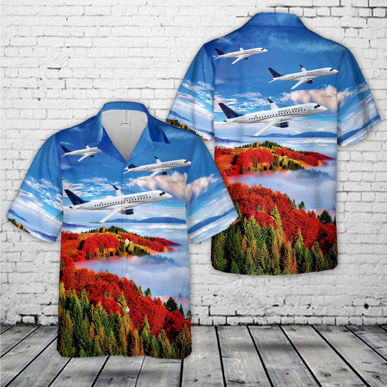 Republic Airways Embraer 175 Airplane Hawaiian Shirt Gift for Men Dad Father Gift for Men Dad Father