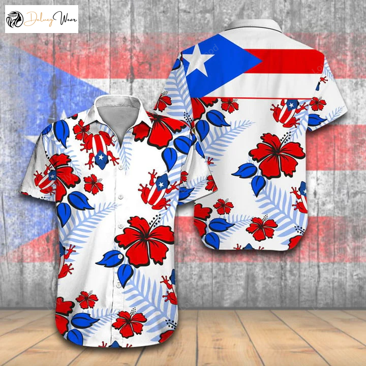 Coqui Hibiscus Hawaiian Shirt Gift for Men Dad Father – Restocked Mall Puerto Rico