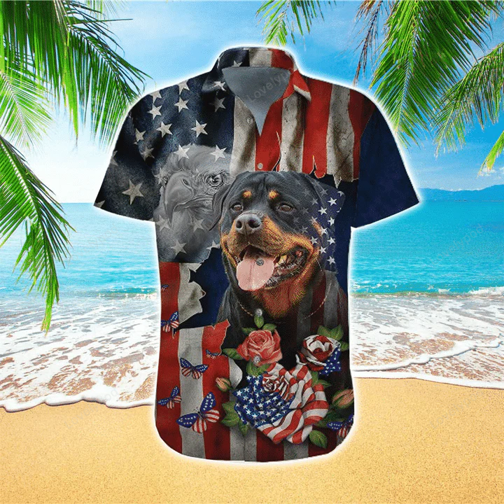 Vibrant Rottweiler Hawaiian Shirt Gift for Men Dad Father for Men & Women: Colorful Tropical Aloha Dog Short Sleeve