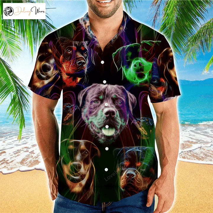 Vibrant Rottweiler Hawaiian Shirt Gift for Men Dad Father for Men & Women: Colorful Tropical Aloha Dog Short Sleeve