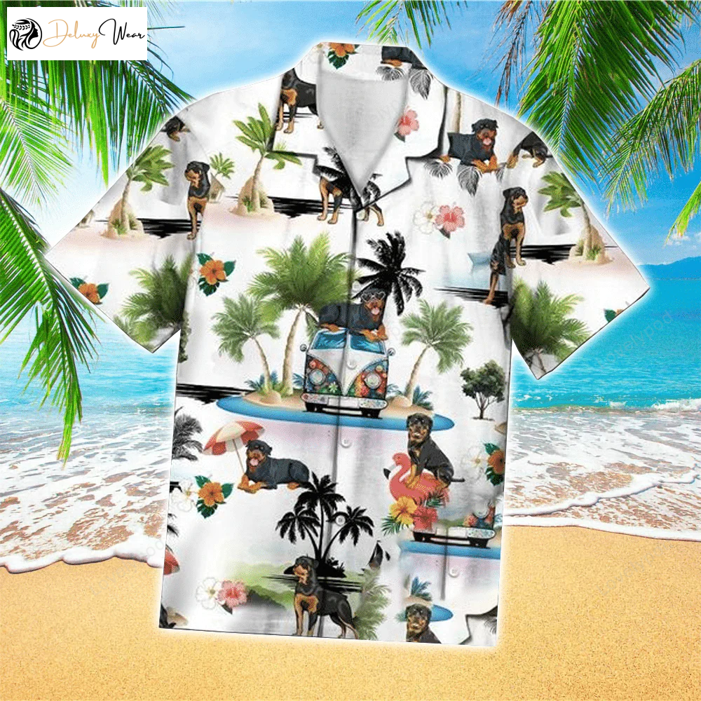 Rottweiler Vacation Hawaiian Shirt Gift for Men Dad Father – Dog Short Sleeve Aloha Shirt