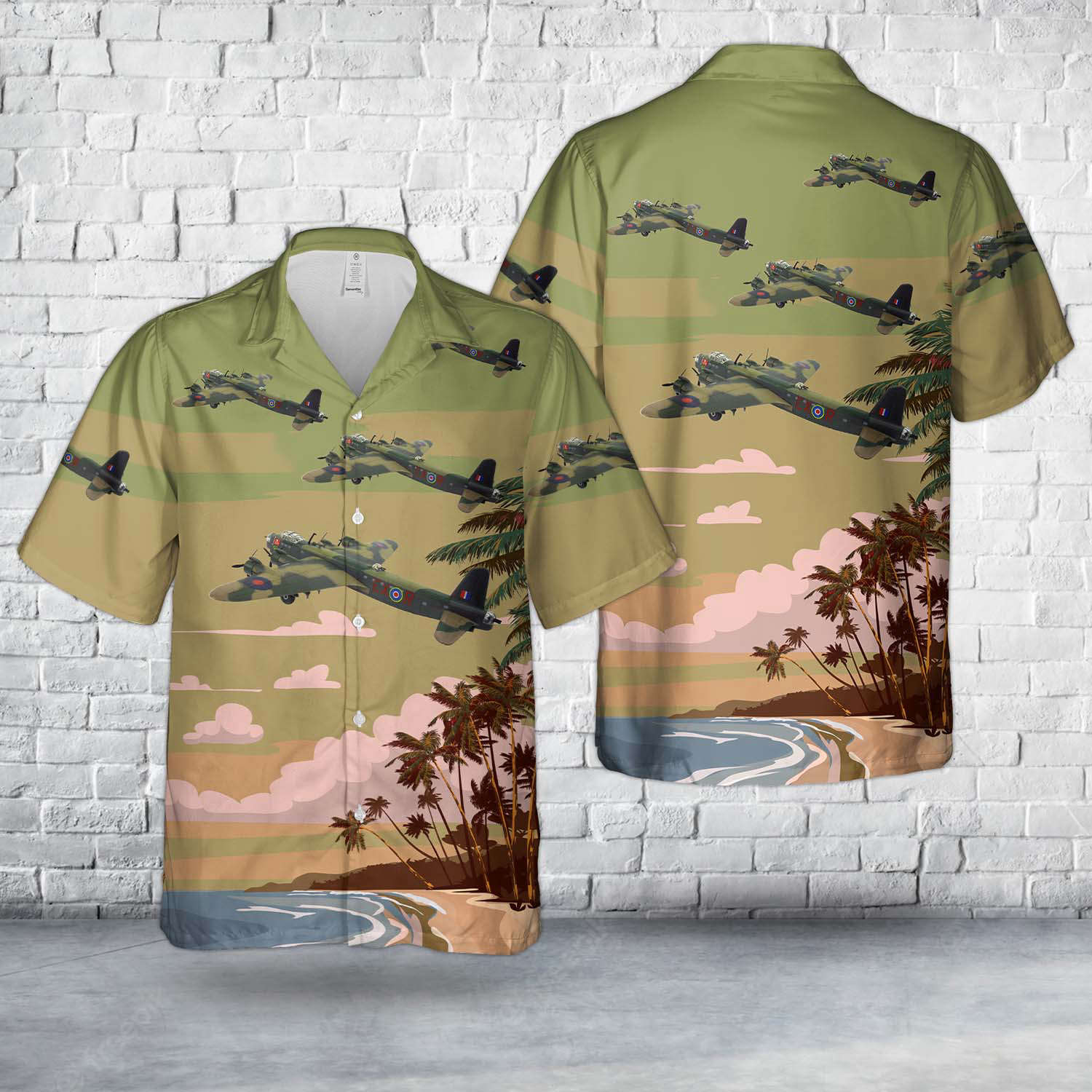 Royal Air Force Short Stirling Bomber “Jolly Roger” Hawaiian Shirt Gift for Men Dad Father Gift for Men Dad Father