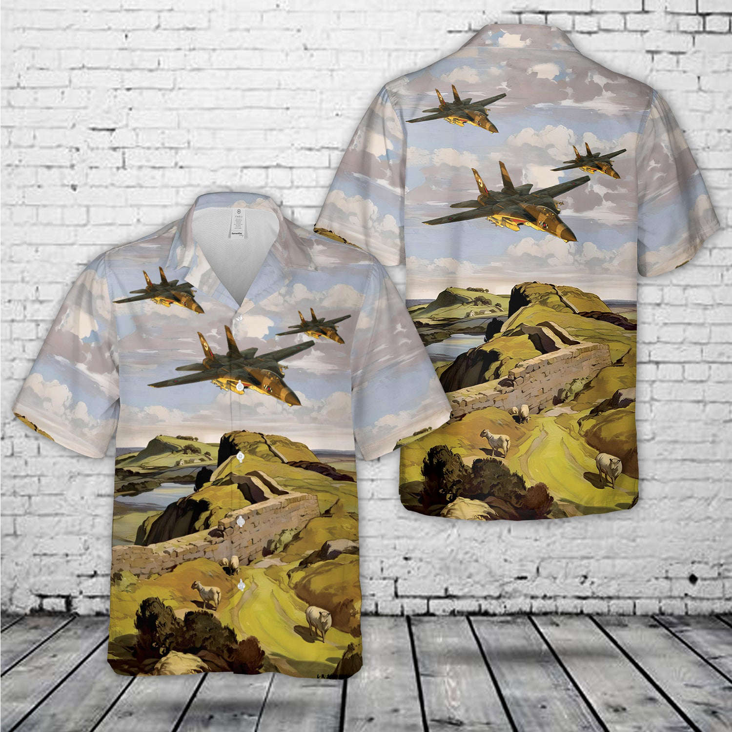 Royal Air Force Tomcat FGR.2 (F-14M) 1980s No 43 Sqn Camo Hawaiian Shirt Gift for Men Dad Father Gift for Men Dad Father