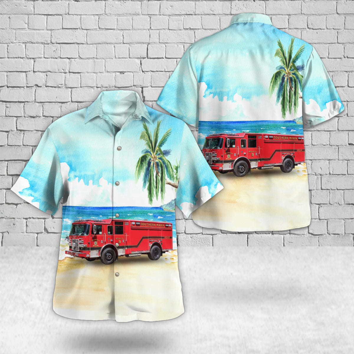 Sausalito, California, Southern Marin Fire District Rescue 9 Hawaiian Shirt Gift for Men Dad Father Gift for Men Dad Father