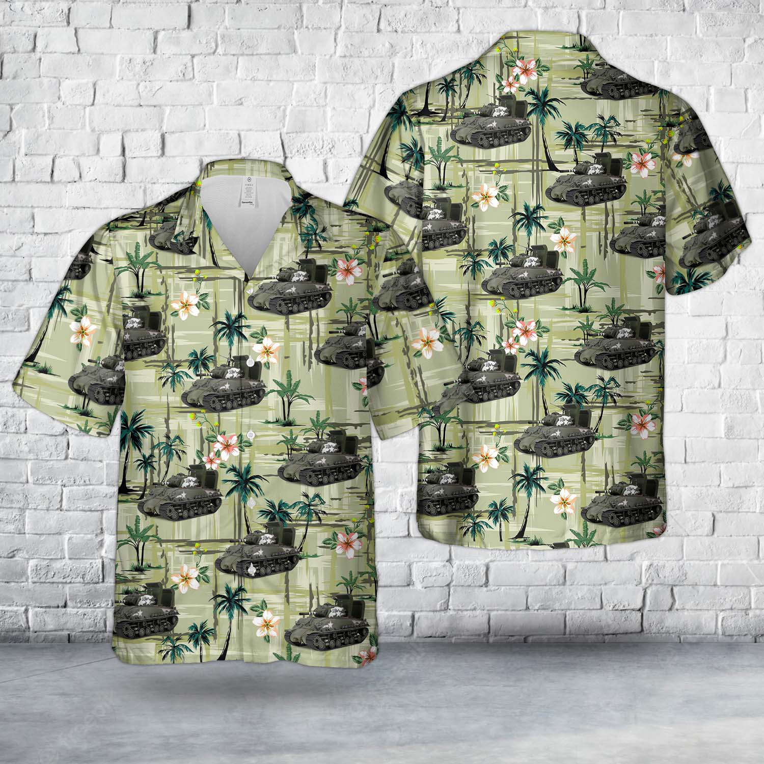 Sherman M4E8 HVSS 105mm 711th Tank Battalion U.S. Army Okinawa 1945 Hawaiian Shirt Gift for Men Dad Father Gift for Men Dad Father