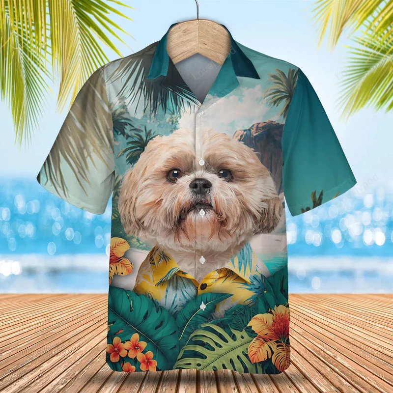 Shih Tzu Tropical Hawaiian Shirt Gift for Men Dad Father – Perfect Summer Gift for Dog Lovers Men & Women