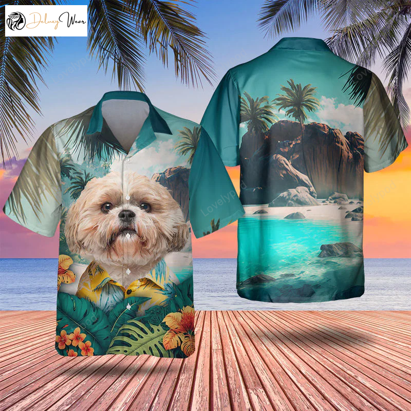 Shih Tzu Tropical Hawaiian Shirt Gift for Men Dad Father – Perfect Summer Gift for Dog Lovers Men & Women
