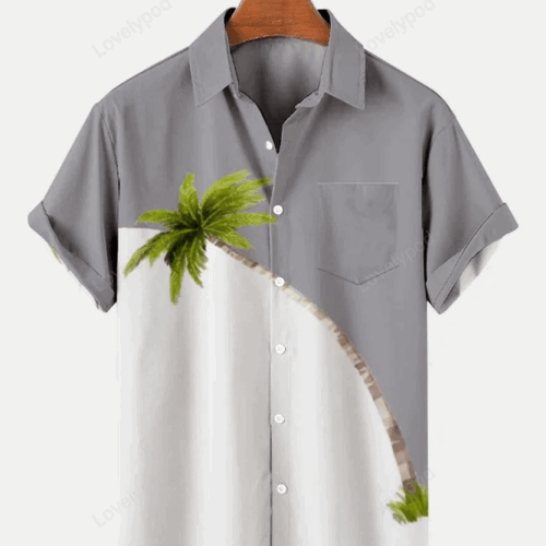 Coconut Tree Hawaiian Shirt Gift for Men Dad Fathers: Stylish Short Sleeve Apparel for Men and Women