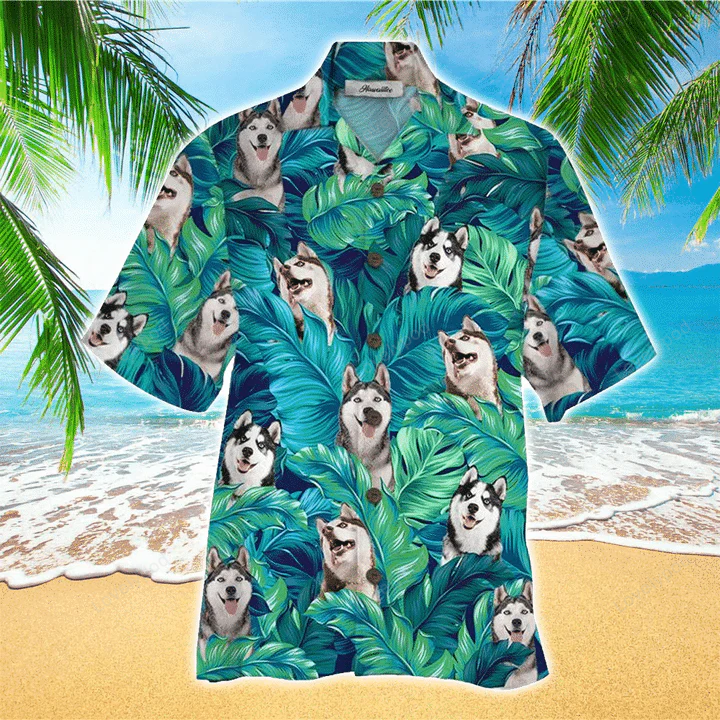 Hawaiian Shirt Gift for Men Dad Father for Men: Siberian Husky Tropical 3D All Over Print