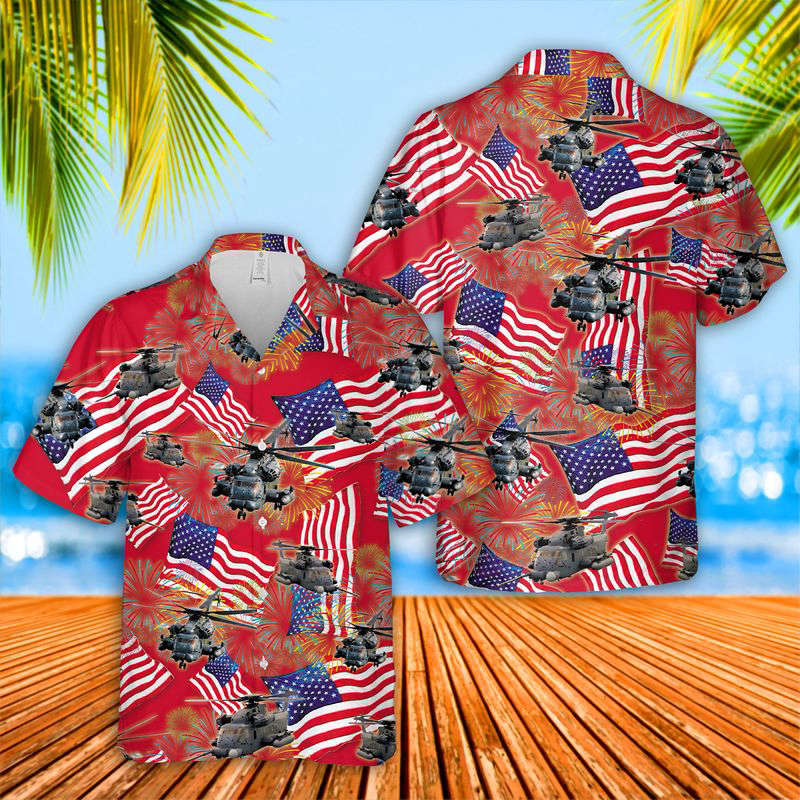 Sikorsky MH-53 Pave Low 4th July Hawaiian Shirt Gift for Men Dad Father Gift for Men Dad Father