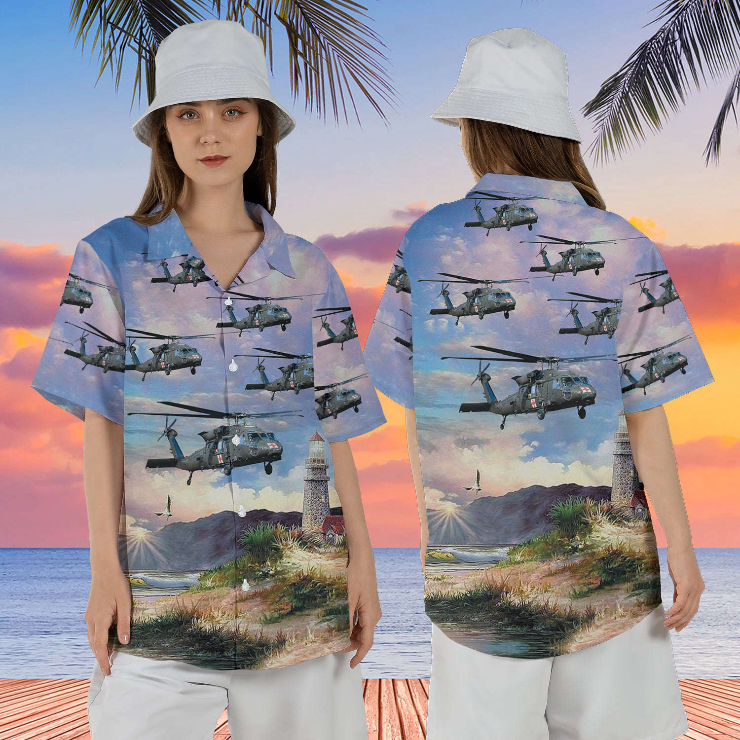 Sikorsky UH-60 Blackhawk Medevac US Army helicopter Hawaiian Shirt Gift for Men Dad Father Gift for Men Dad Father For Women