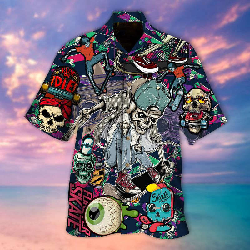 Skateboarding Hawaiian Shirt Gift for Men Dad Father Gift for Men Dad Father