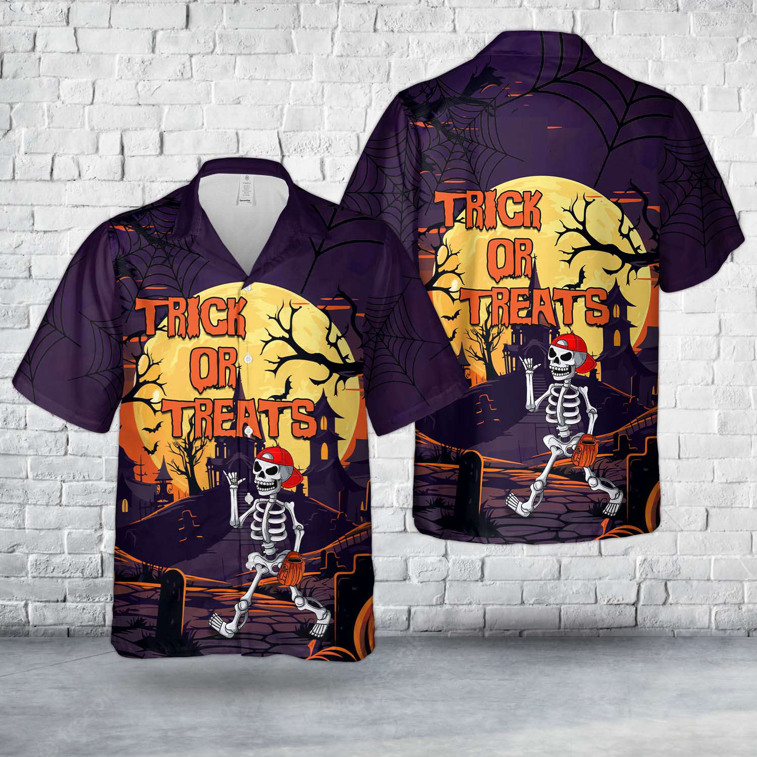 Skeleton Player Baseball Halloween Hawaiian Shirt Gift for Men Dad Father Gift for Men Dad Father