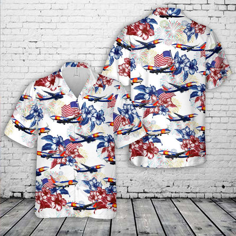 Southwest Airlines Colorado One Boeing 737 4th Of July Hawaiian Shirt Gift for Men Dad Father Gift for Men Dad Father