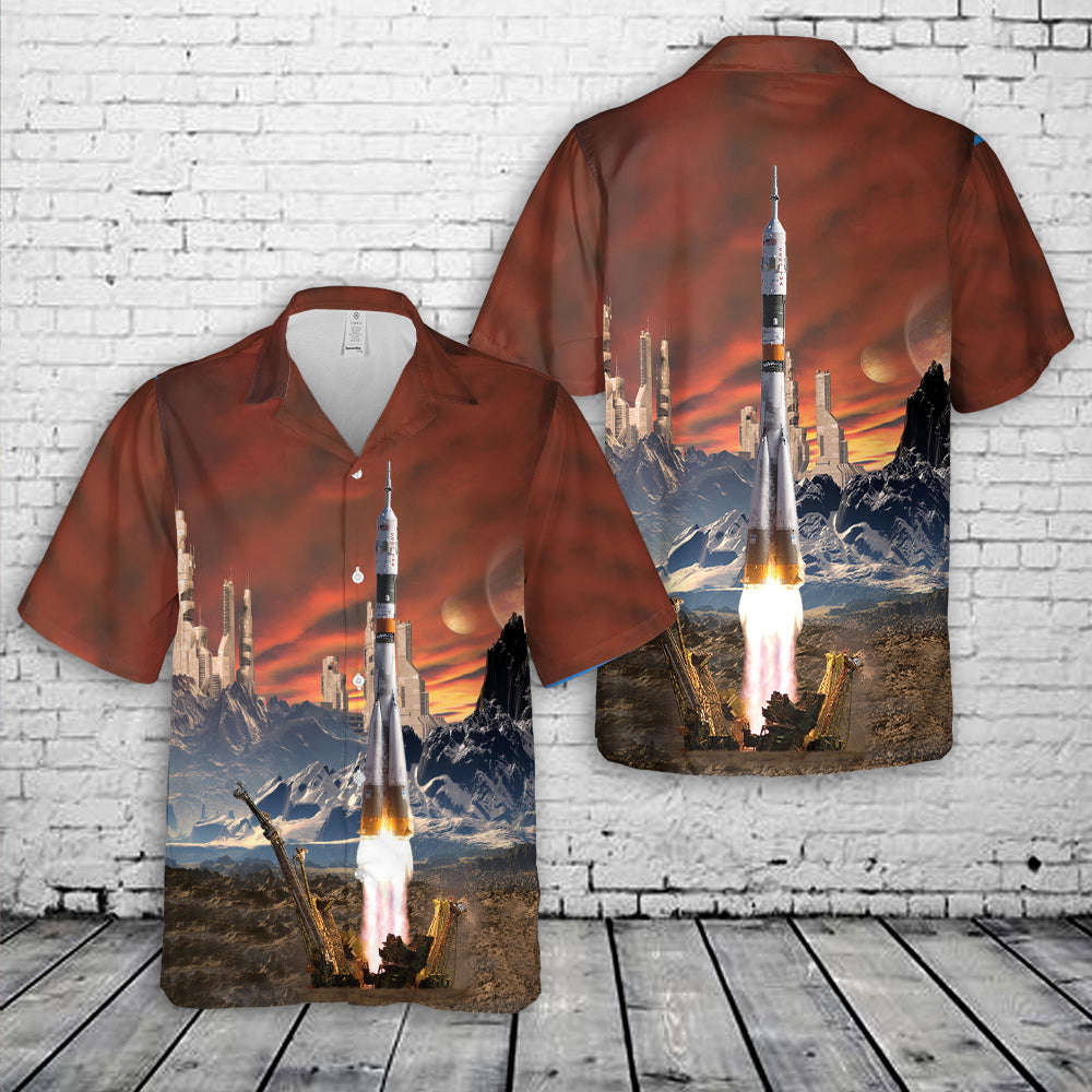 Soyuz TMA-9 Rocket Hawaiian Shirt Gift for Men Dad Father Gift for Men Dad Father