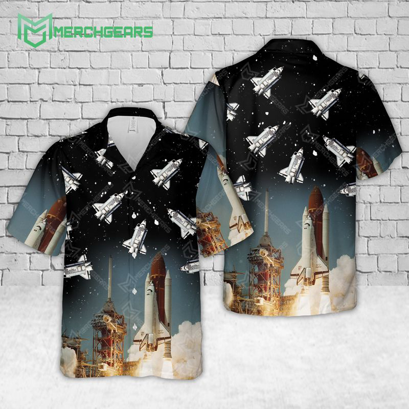 Space Shuttle Challenger Hawaiian Shirt Gift for Men Dad Father Gift for Men Dad Father
