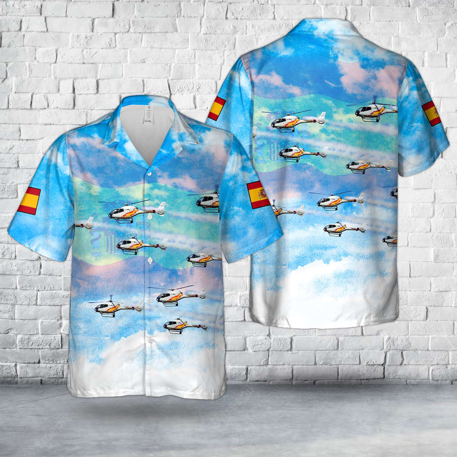 Spanish Air and Space Force Eurocopter EC-120B Colibri Hawaiian Shirt Gift for Men Dad Father Gift for Men Dad Father