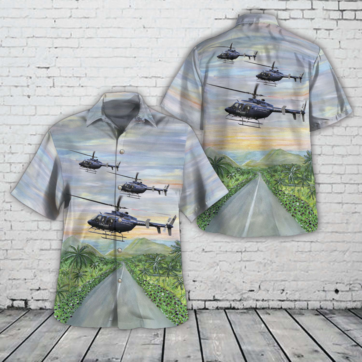 St. Luke’s LifeGuard Air Ambulance Bell 407 Helicopter Hawaiian Shirt Gift for Men Dad Father Gift for Men Dad Father