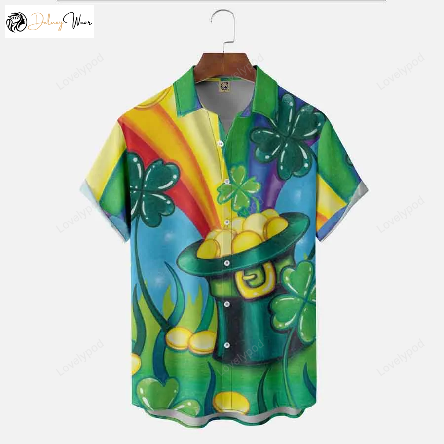 St Patrick s Day Shamrock Hawaiian Shirt Gift for Men Dad Father: American Style for Festive Celebrations