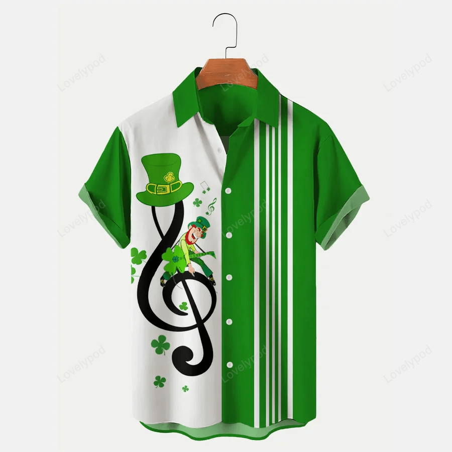 St Patrick s Day Shamrock Print Men s Hawaiian Shirt Gift for Men Dad Fathers: Casual Comfortable & Plus Size
