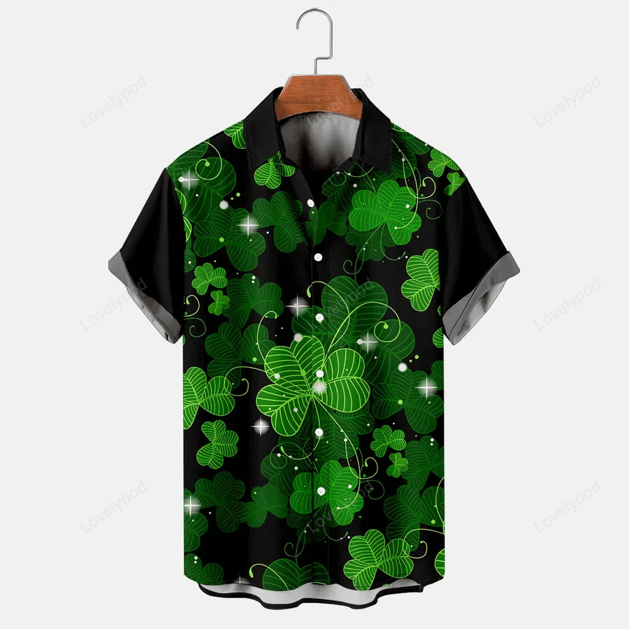 St Patrick s Men s Hawaiian Shirt Gift for Men Dad Fathers: Clover Oversized Stretch Aloha Shirts – Easy Care St Patrick s Day Gifts