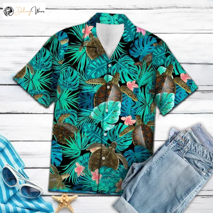 Exude Tropical Vibes with Summer Turtle Hawaiian Shirt Gift for Men Dad Father – Perfect for Men & Women