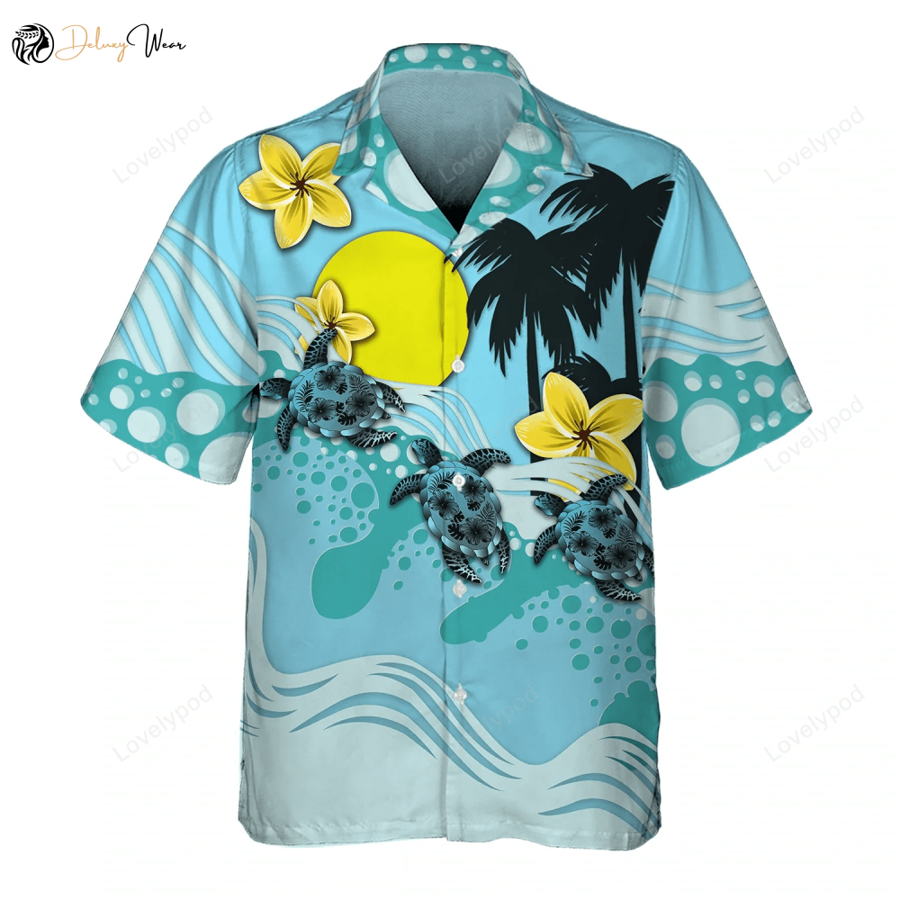 Sun and Turtle 3D Hawaiian Shirt Gift for Men Dad Father – Stylish Turtle Hawaiian Shirt Gift for Men Dad Father for Men and Women