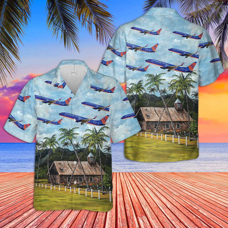 Sun Country Airlines Boeing 737-85P Hawaiian Shirt Gift for Men Dad Father Gift for Men Dad Father
