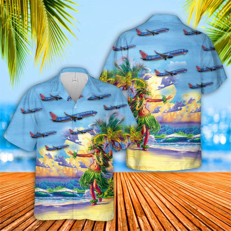 Sun Country Airlines Boeing 737-8F2 Hawaiian Shirt Gift for Men Dad Father Gift for Men Dad Father
