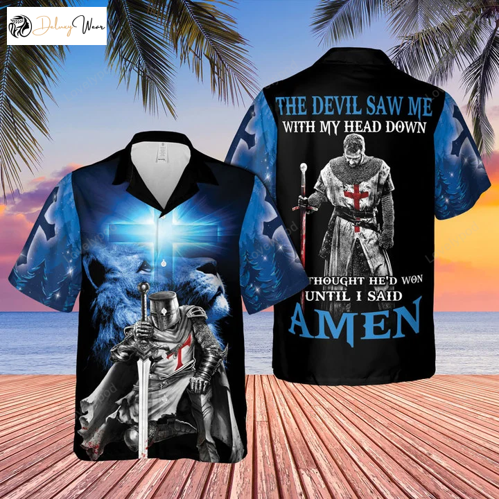 Eye-catching Devil Saw Me Hawaiian Shirt Gift for Men Dad Fathers: Knight Jesus Lion King Design