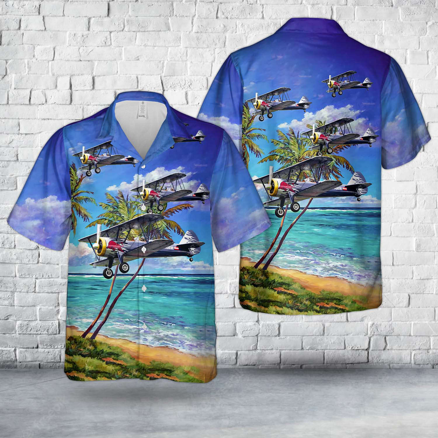 The Flying Bulls Boeing E75 Stearman OE-AMM Hawaiian Shirt Gift for Men Dad Father Gift for Men Dad Father
