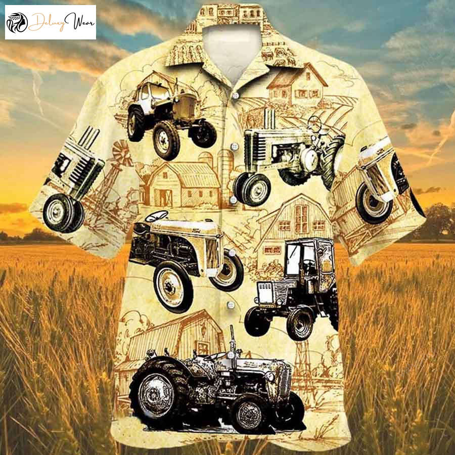Vintage Hawaiian Shirt Gift for Men Dad Father: Tractor Farm Clothing for Men & Women