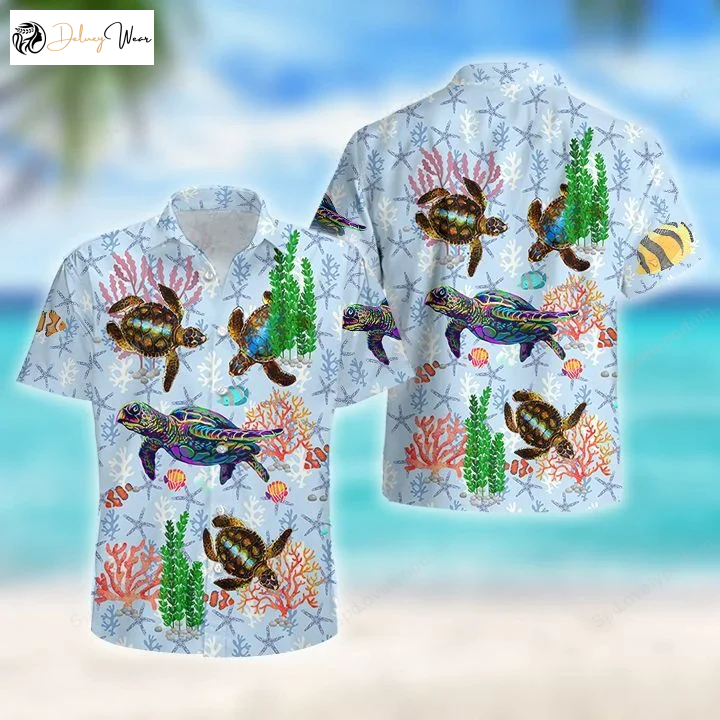 Fly Turtle Hawaiian Shirt Gift for Men Dad Father – Stylish Summer Gift for Men Aloha Beach Shirt