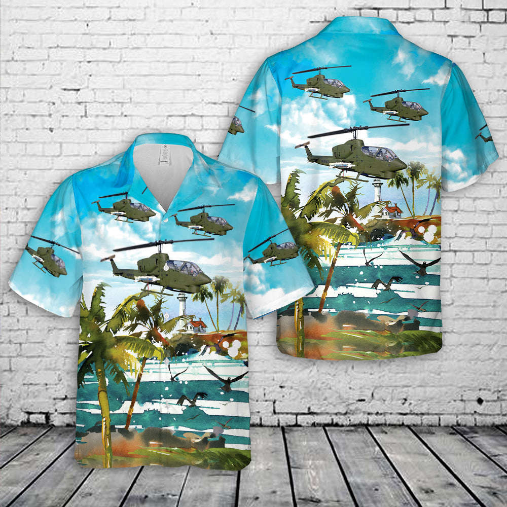 U.S. Marine Corps Bell AH-1T SeaCobra helicopter (BuNo 159228) armed with an AGM-122 Sidearm Hawaiian Shirt Gift for Men Dad Father Gift for Men Dad Father