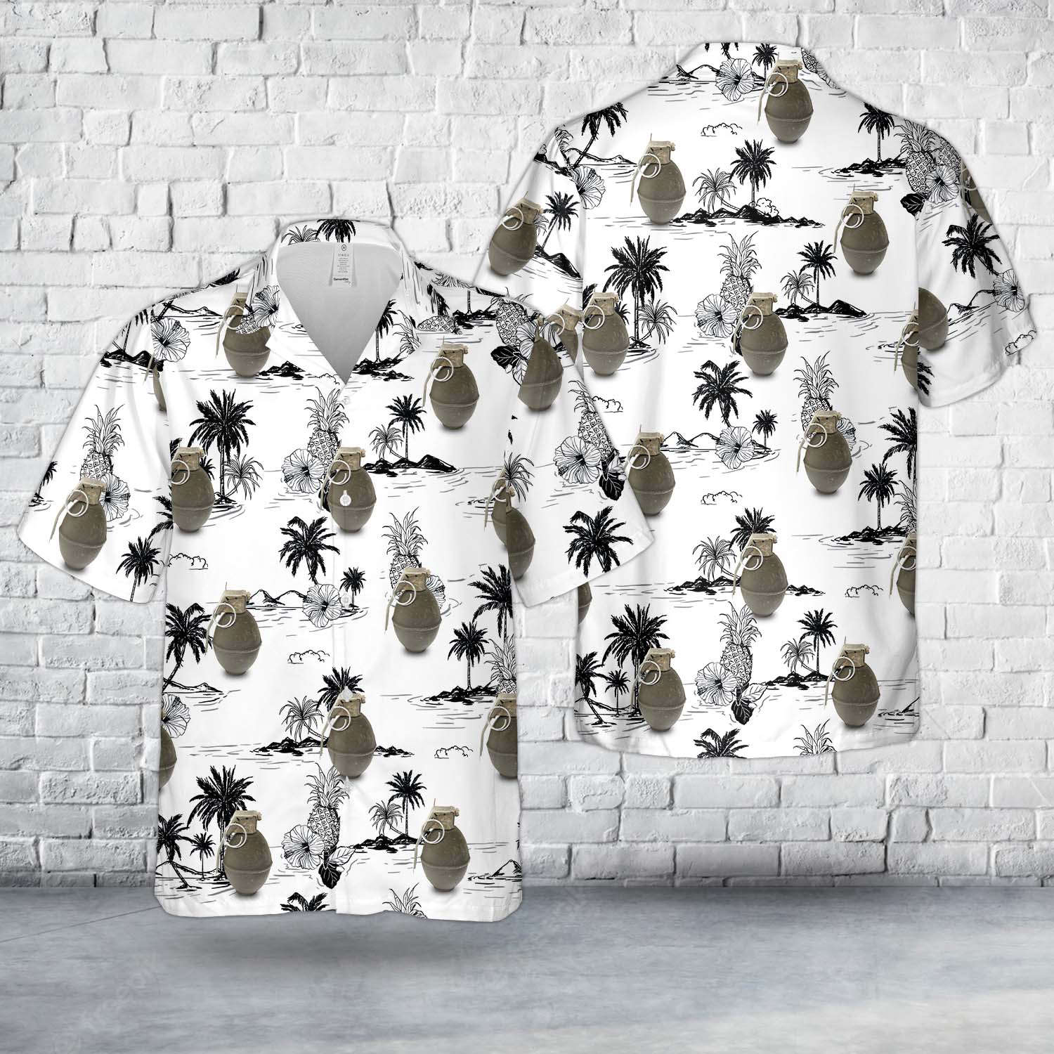 U.S. WWII Cast Iron Dummy Lemon Fragmentation Grenade Hawaiian Shirt Gift for Men Dad Father Gift for Men Dad Father