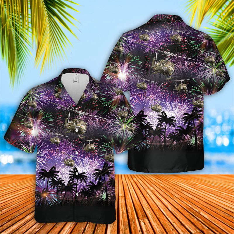 UH-1 Huey 4th Of July Hawaiian Shirt Gift for Men Dad Father Gift for Men Dad Father