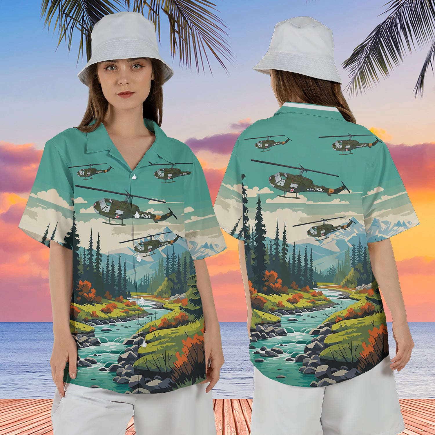 UH-1 Huey Iroquois Dustoff Medevac Vietnam Era Bell Helicopter Hawaiian Shirt Gift for Men Dad Father Gift for Men Dad Father For Women