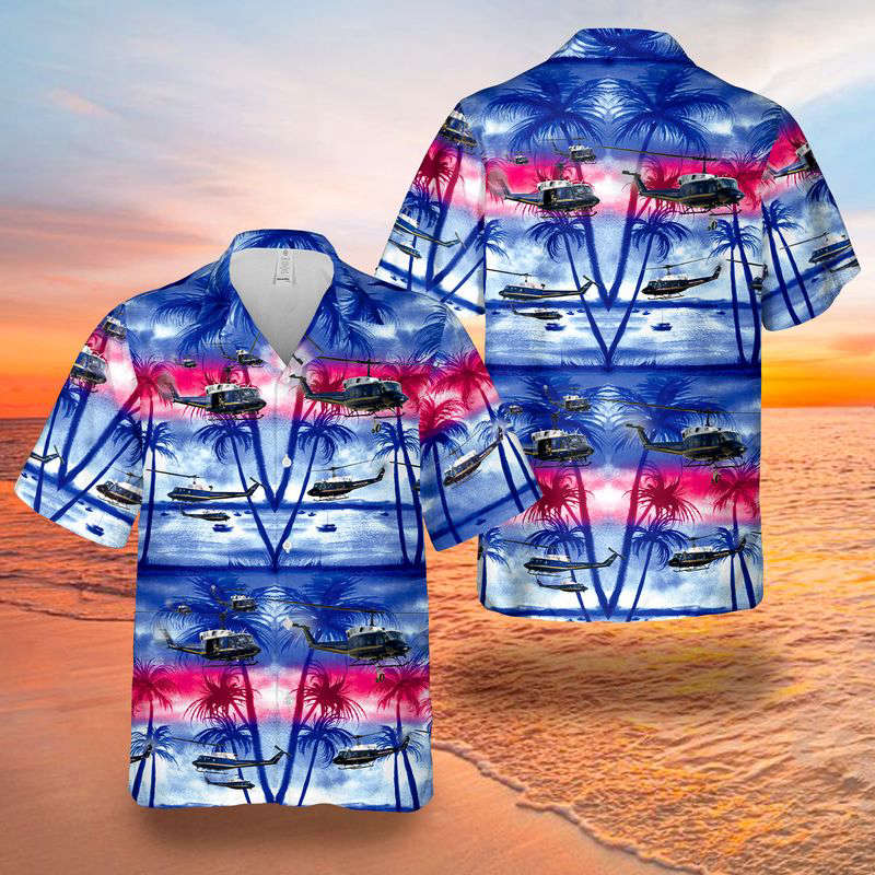 UH-1N 1st Helicopter Hawaiian Shirt Gift for Men Dad Father Gift for Men Dad Father