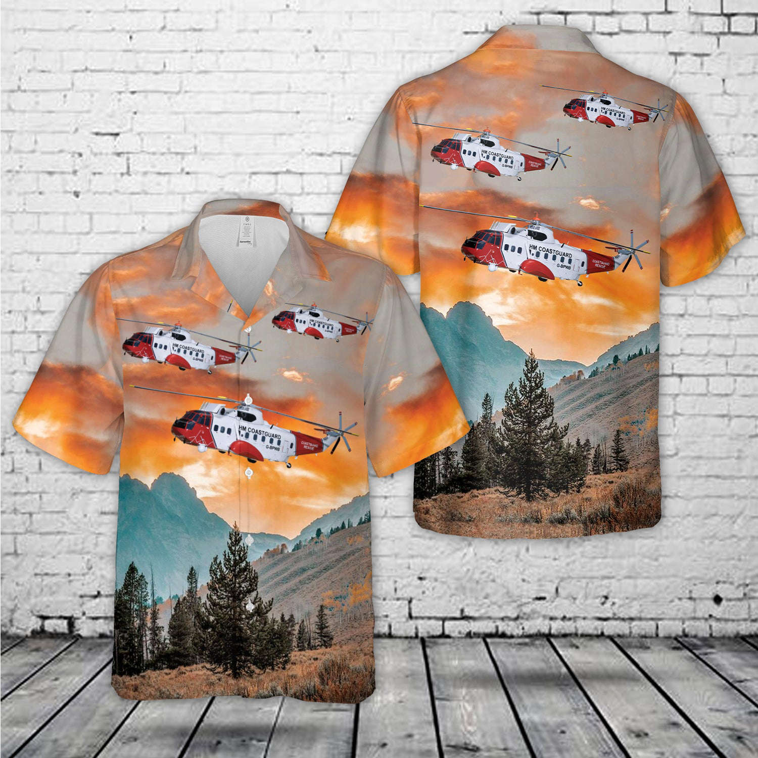 UK Coast Guard Westland Sea King S-61N Hawaiian Shirt Gift for Men Dad Father Gift for Men Dad Father