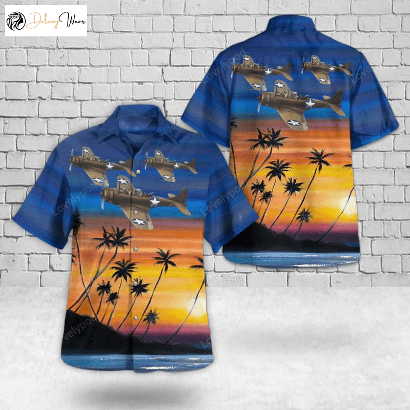 Authentic WWII USAAF Douglas A-24 Banshee Hawaiian Shirt Gift for Men Dad Father: Vintage Military Style
