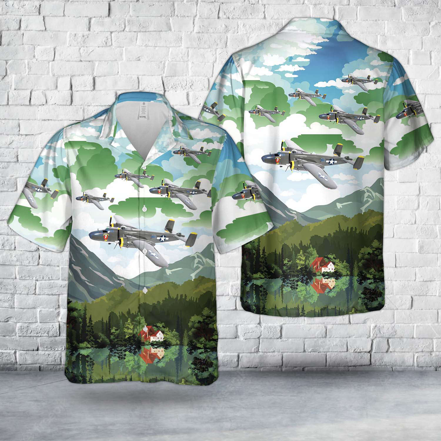 United States Army Air Forces North American B-25 Mitchell B-25J-15-NC SN 44-28866 “Champaign Gal” WWII Hawaiian Shirt Gift for Men Dad Father Gift for Men Dad Father