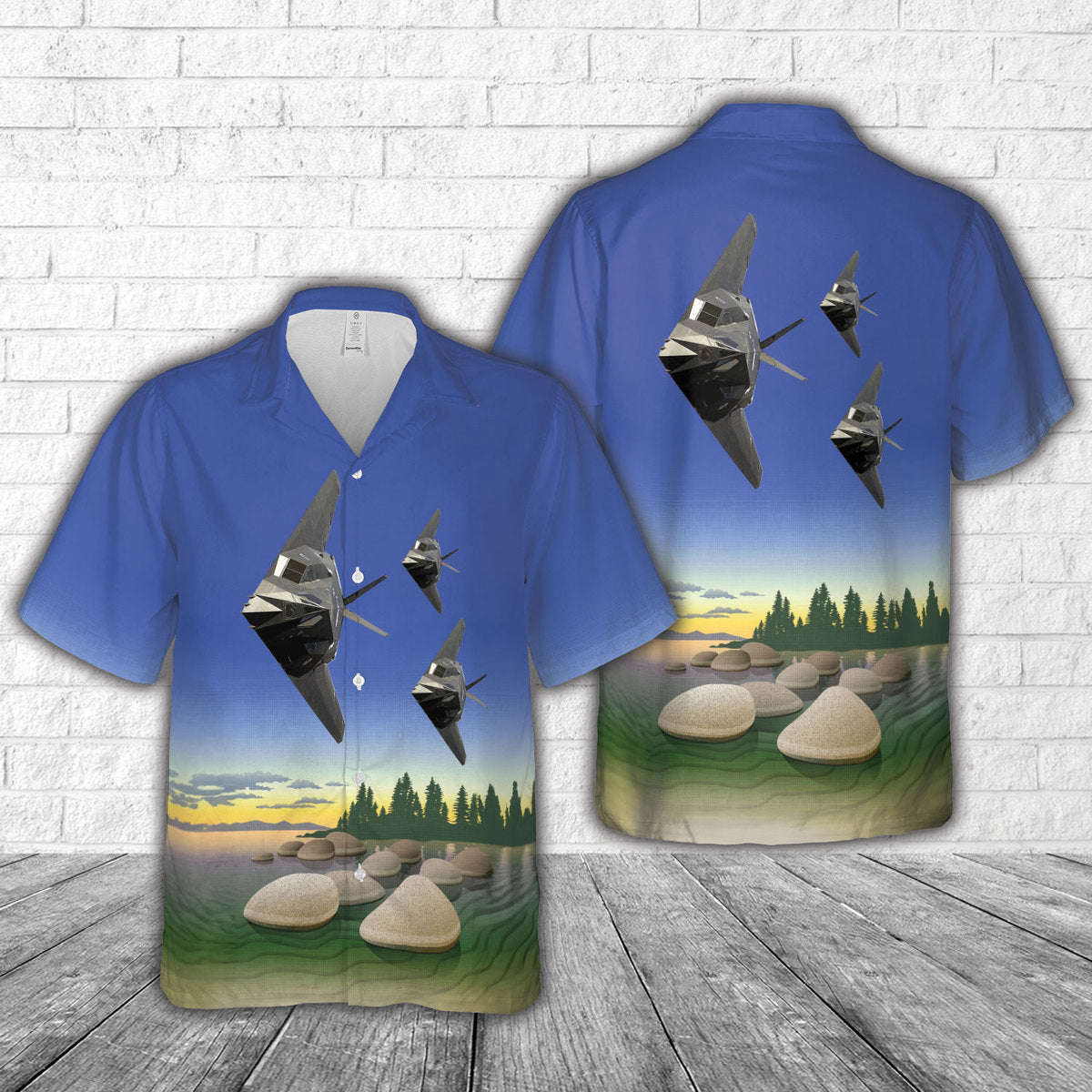 US Air Force F-117A Nighthawk Stealth Fighter aircraft flies over Nevada Hawaiian Shirt Gift for Men Dad Father Gift for Men Dad Father