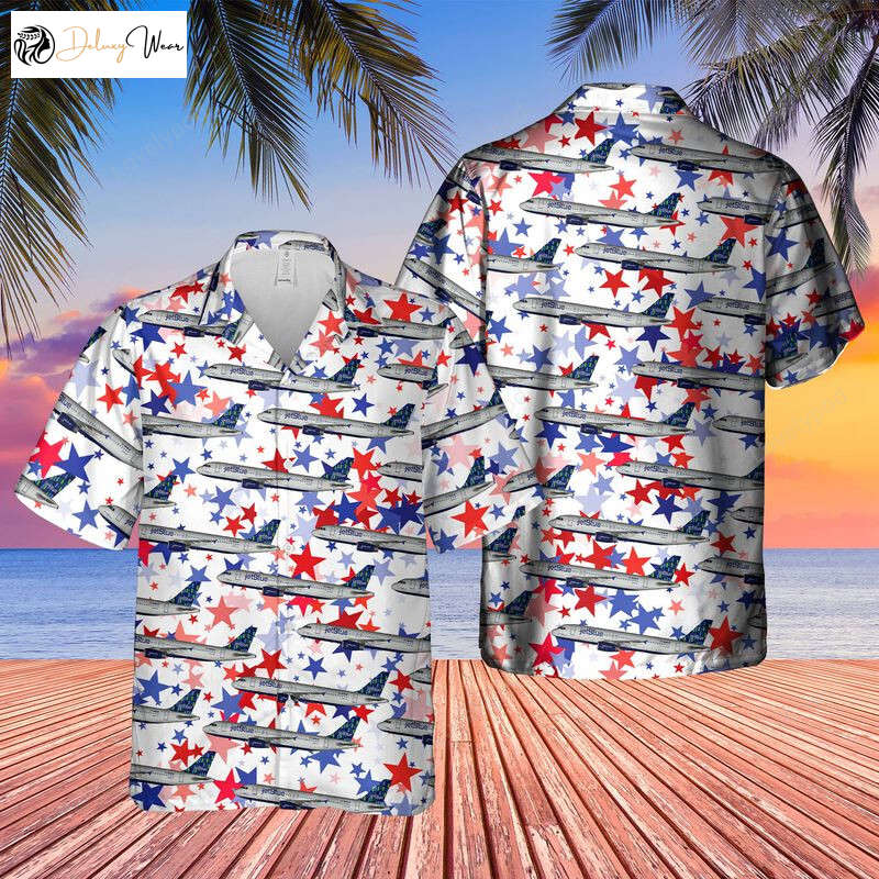 Get Festive with US Airlines Patriotic Hawaiian Shirt Gift for Men Dad Father – 4th of July Airbus A320-232 Design